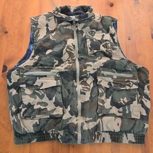 RIO Merrill & Forbes Reversible Camo & Plaid Flannel Vest Country Men’s Size L